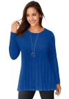 Jessica London Chevron Fit & Flare Sweater In Blue