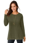 Jessica London Chevron Fit & Flare Sweater In Green