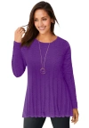 Jessica London Chevron Fit & Flare Sweater In Purple
