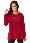Jessica London Chevron Fit & Flare Sweater In Red