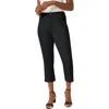 Jessica London Classic Cotton Denim Capri In Black