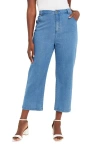 Jessica London Classic Cotton Denim Capri In Blue