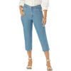Jessica London Classic Cotton Denim Capri In Blue