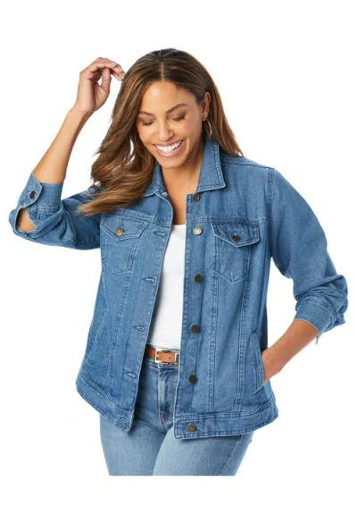 Jessica London Classic Cotton Denim Jacket In Blue