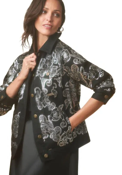 Jessica London Classic Cotton Denim Jacket In Black