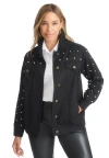 Jessica London Classic Cotton Denim Jacket In Black