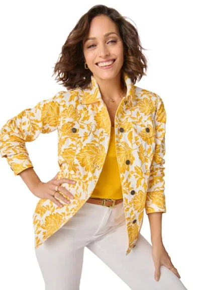 Jessica London Classic Cotton Denim Jacket In Yellow
