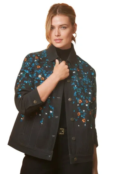 Jessica London Classic Cotton Denim Jacket In Black