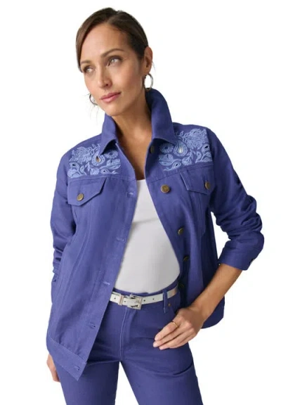 Jessica London Classic Cotton Denim Jacket In Blue