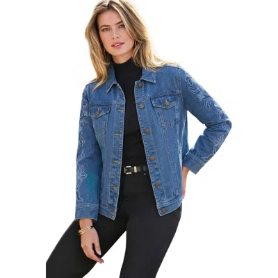Jessica London Classic Cotton Denim Jacket In Multi