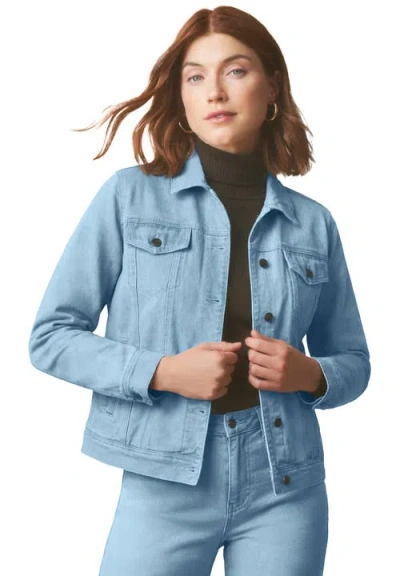 Jessica London Classic Cotton Denim Jacket In Blue