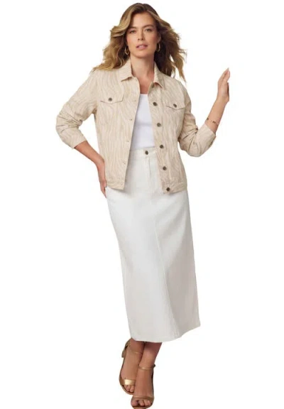 Jessica London Classic Cotton Denim Jacket In Brown