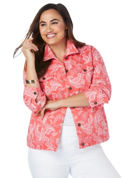 Jessica London Classic Cotton Denim Jacket In Multi