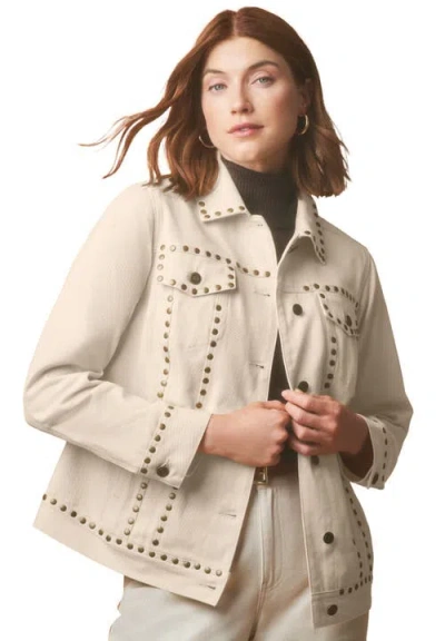 Jessica London Classic Cotton Denim Jacket In Neutral