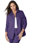 Jessica London Classic Cotton Denim Jacket In Purple