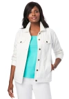 Jessica London Classic Cotton Denim Jacket In White