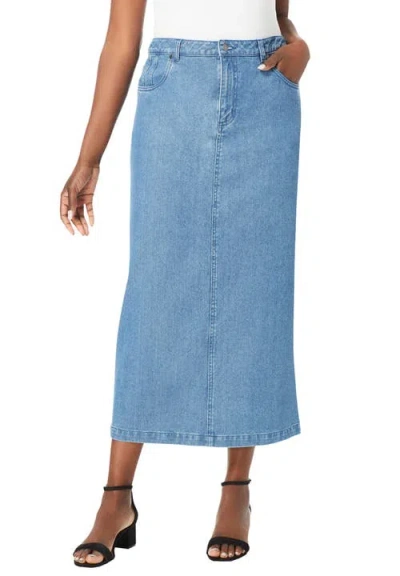 JESSICA LONDON JESSICA LONDON CLASSIC COTTON DENIM MIDI SKIRT