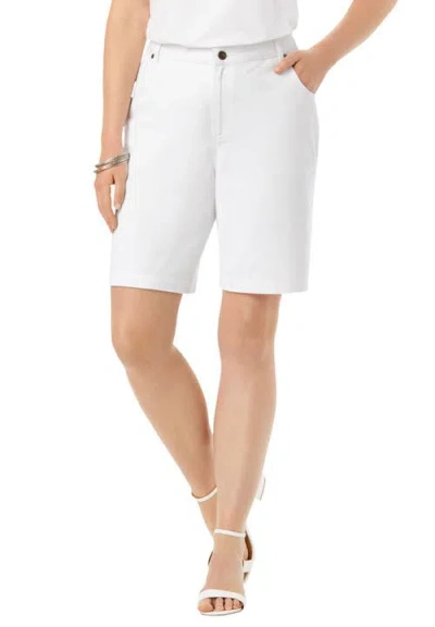 Jessica London Classic Cotton Denim Shorts In White