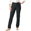 Jessica London Classic Cotton Denim Straight-leg Jean In Black