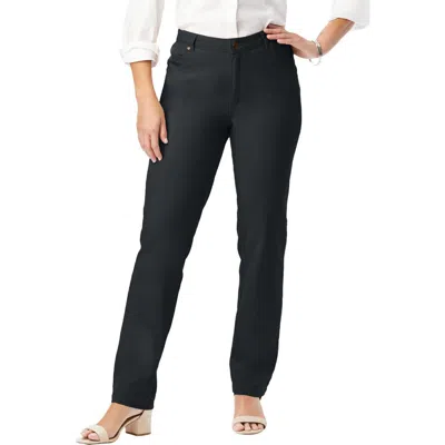Jessica London Classic Cotton Denim Straight-leg Jean In Black