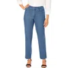 Jessica London Classic Cotton Denim Straight-leg Jean In Blue