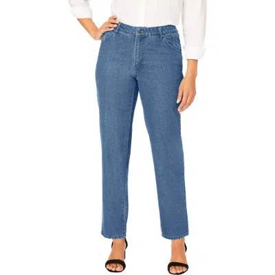Jessica London Classic Cotton Denim Straight-leg Jean In Blue