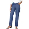 Jessica London Classic Cotton Denim Straight-leg Jean In Blue