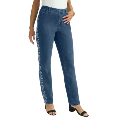 Jessica London Classic Cotton Denim Straight-leg Jean In Blue