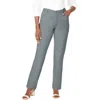 Jessica London Classic Cotton Denim Straight-leg Jean In Gray
