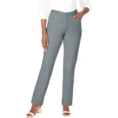 Jessica London Classic Cotton Denim Straight-leg Jean In Gray