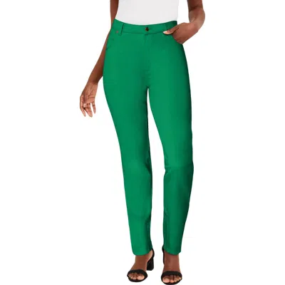 Jessica London Classic Cotton Denim Straight-leg Jean In Green