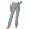 Jessica London Classic Cotton Denim Straight-leg Jean In Green