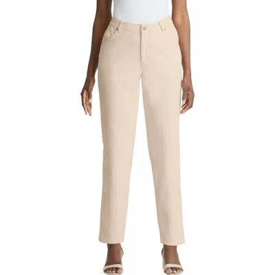 Jessica London Classic Cotton Denim Straight-leg Jean In Neutral