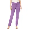 Jessica London Classic Cotton Denim Straight-leg Jean In Purple