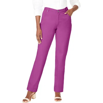 Jessica London Classic Cotton Denim Straight-leg Jean In Purple