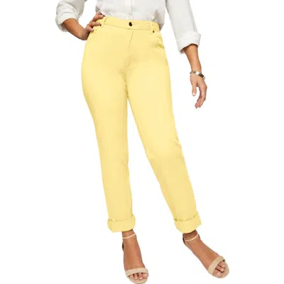 Jessica London Classic Cotton Denim Straight-leg Jean In Yellow