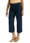 Jessica London Classic Cotton Denim Wide Leg Crop Jean In Blue