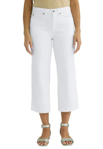Jessica London Classic Cotton Denim Wide Leg Crop Jean In White