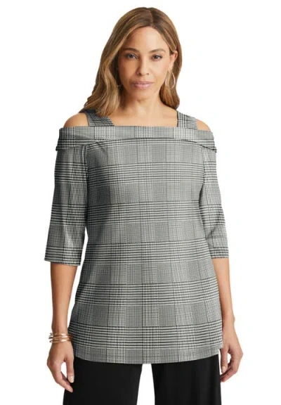 Jessica London Cold Shoulder Top In Gray