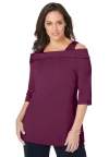 Jessica London Cold Shoulder Top In Purple