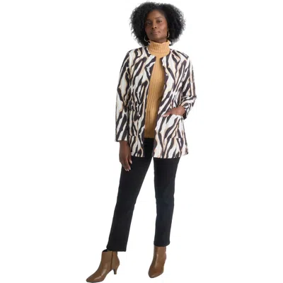 Jessica London Collarless Quilted Jacket In White