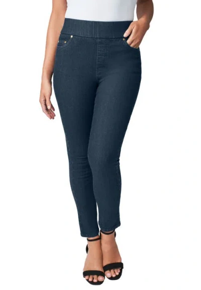 Jessica London Comfort Waist Scalloped Ankle Jean In Blue