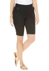Jessica London Comfort Waist Stretch Denim Bermuda Short In Black