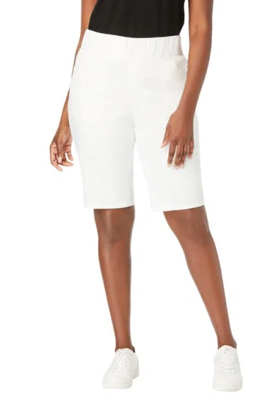 Jessica London Comfort Waist Stretch Denim Bermuda Short In White