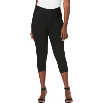 Jessica London Comfort Waist Stretch Denim Capris In Black