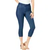 Jessica London Comfort Waist Stretch Denim Capris In Blue