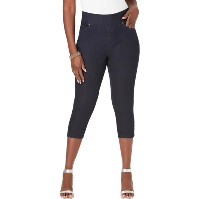 Jessica London Comfort Waist Stretch Denim Capris In Purple