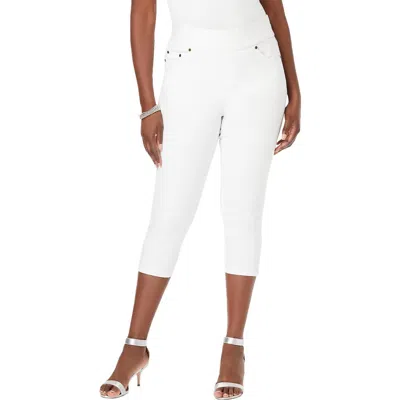 Jessica London Comfort Waist Stretch Denim Capris In White