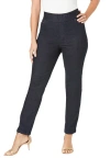 Jessica London Comfort Waist Stretch Denim Straight Leg Jean In Black