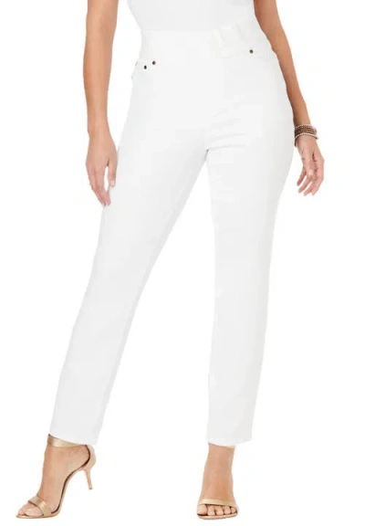 Jessica London Comfort Waist Stretch Denim Straight Leg Jean In White